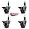 Service Caster 3'' Maroon Poly Swivel 1-1/8'' Expanding Stem Caster Set with Brake, 4PK SCC-EX20S314-PPUB-MRN-PLB-118-4 - alternate 3